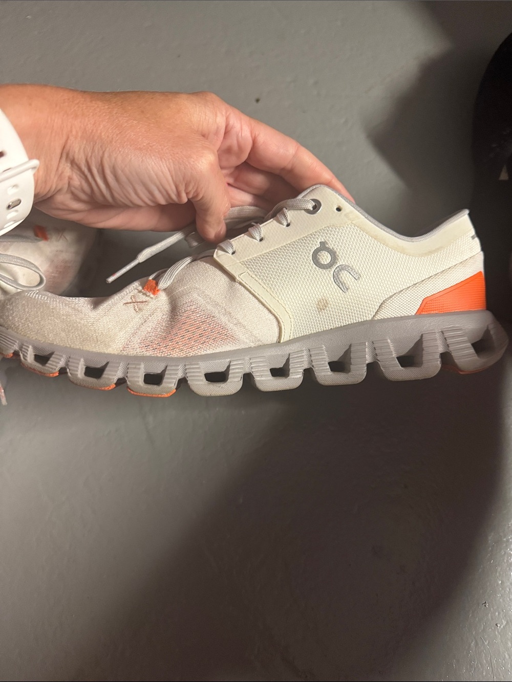 On Running Cloud Women's Running Shoes - White with Coral Accents - Picture 3 of 6